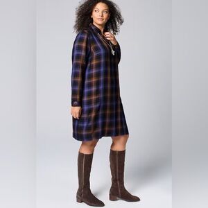 JJill Plaid Long Sleeve Dress